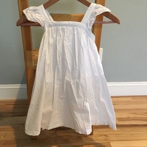 Petit Bateau Shoulder Ruffle Girls White Dress